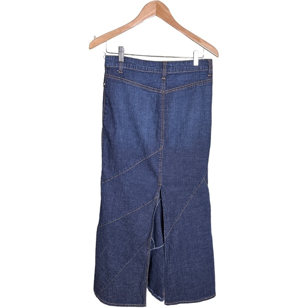 Caché Denim Crystal Accents Front Zip Maxi Flare Bottom Skirt 4 - Picture 2 of 7
